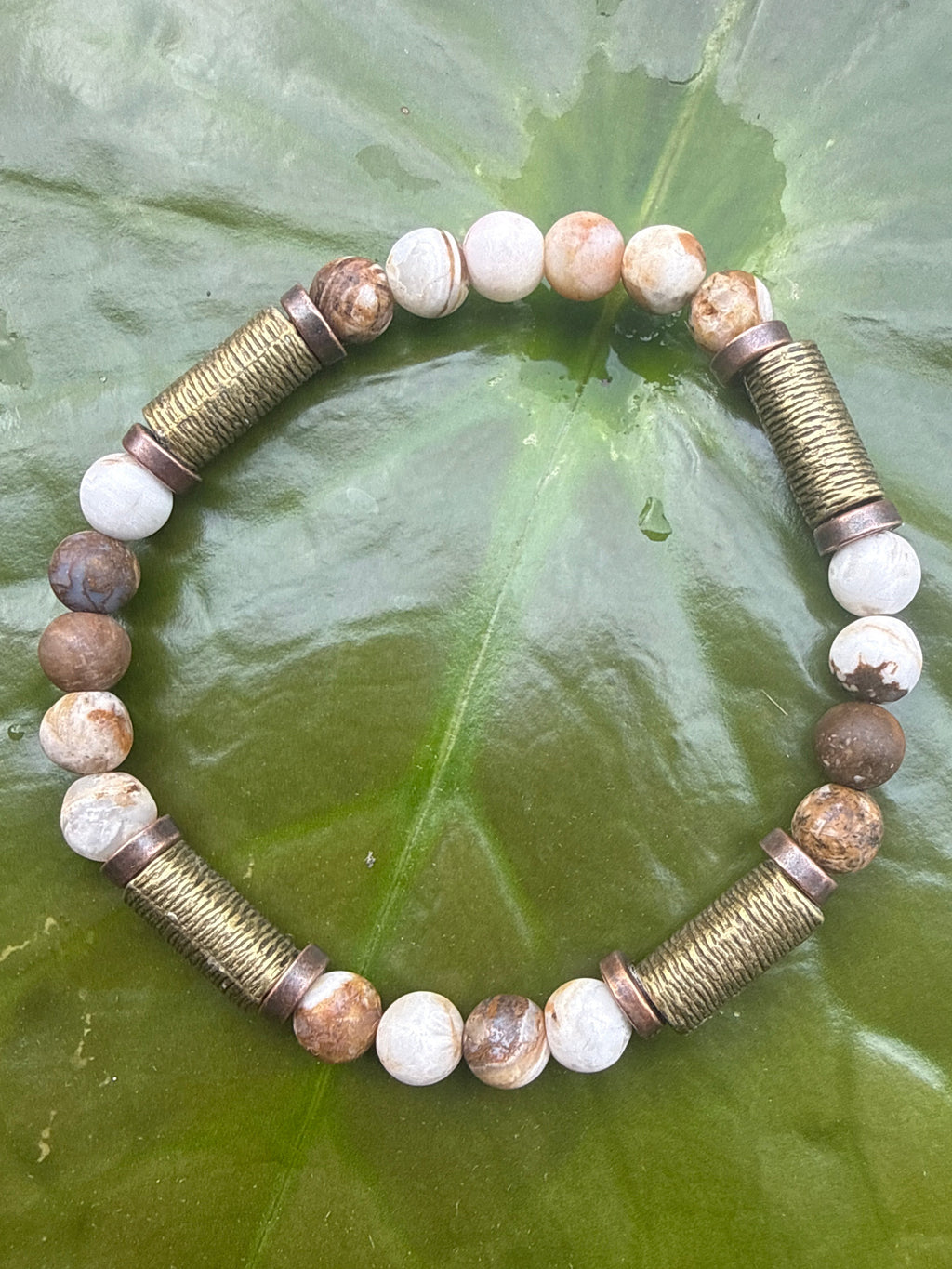 Opal, Brass & Copper Bracelet