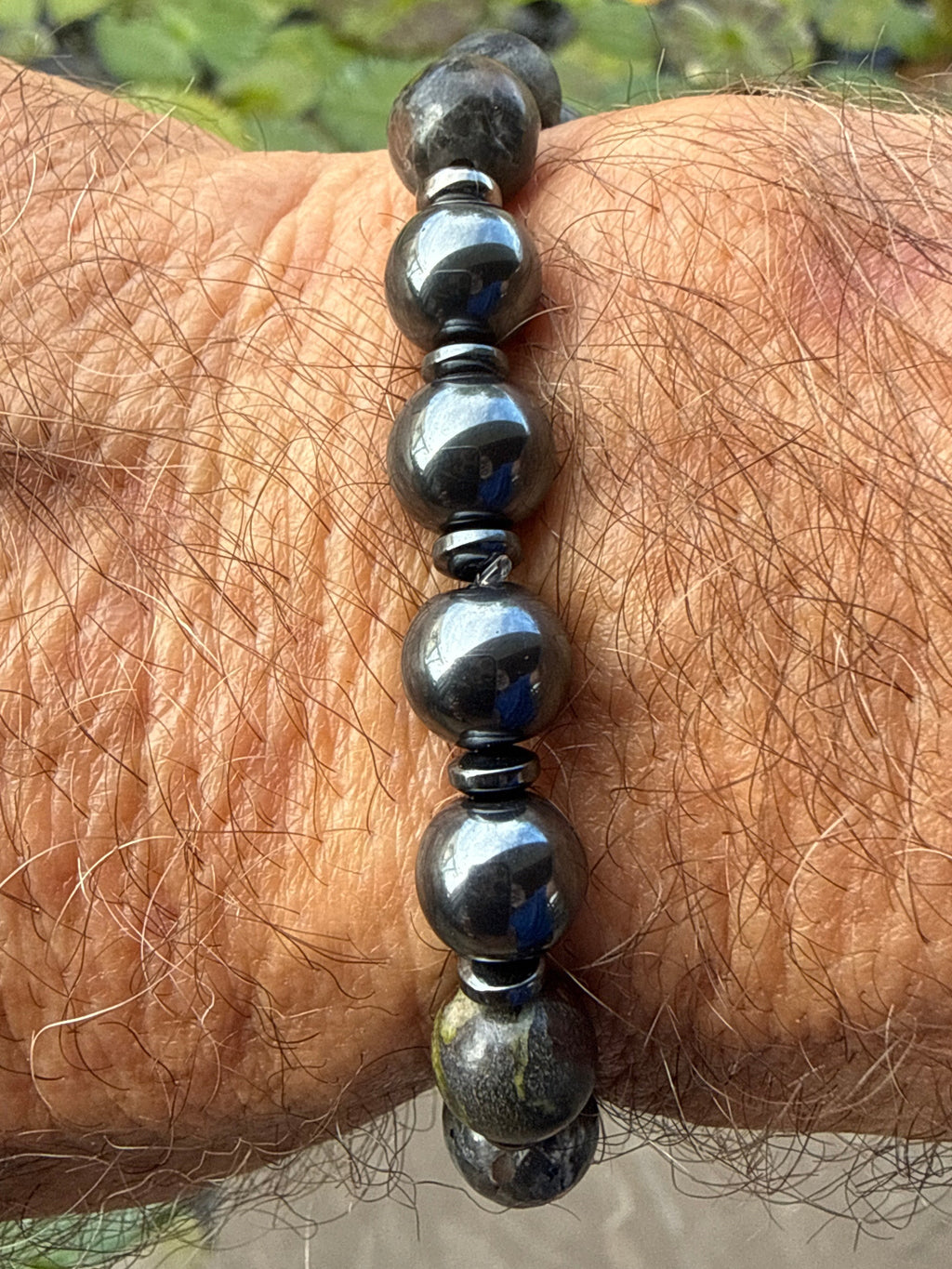 “Pyrite & Hematite 6mm Beaded Bracelet”