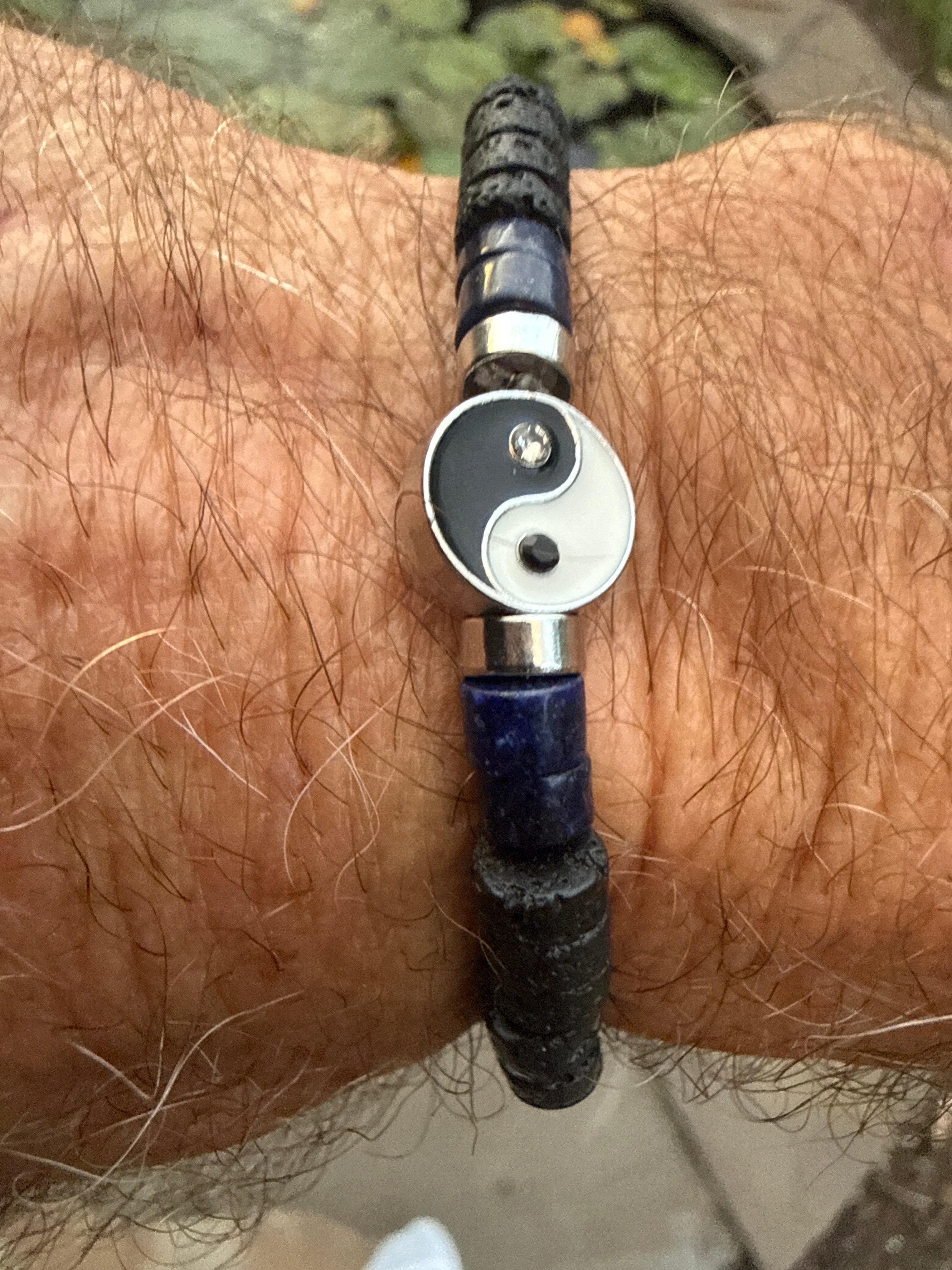 Rainbow Obsidian & Lapis Lazuli Yin-Yang Bracelet
