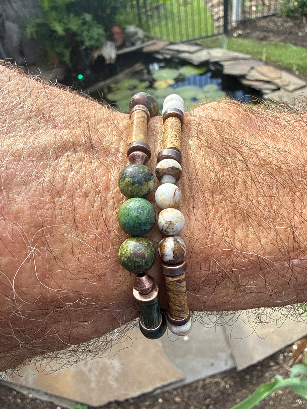 “Grounding Warrior Bracelet – Dragon Bloodstone, Jade & Copper”