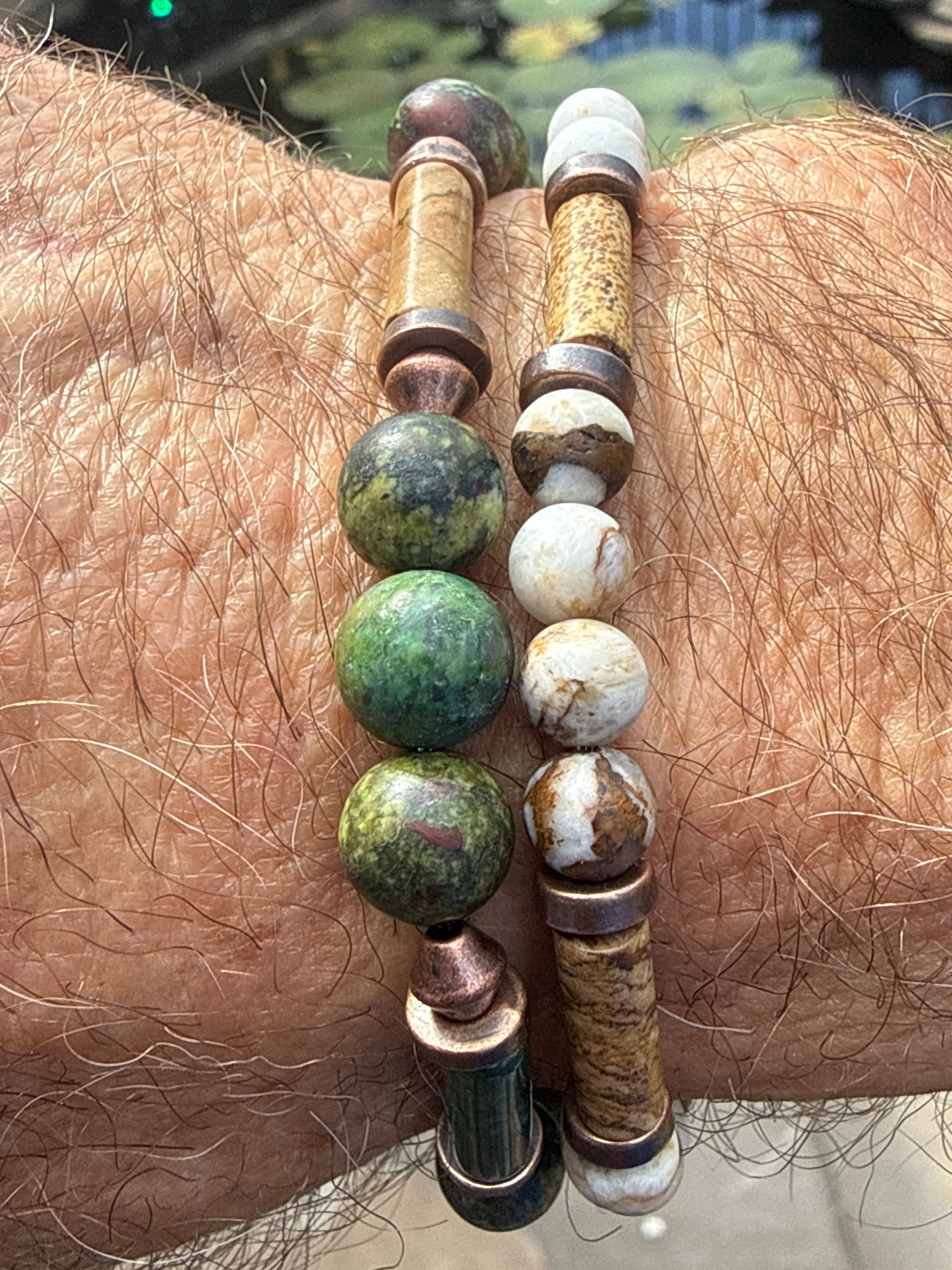 “Grounding Warrior Bracelet – Dragon Bloodstone, Jade & Copper”