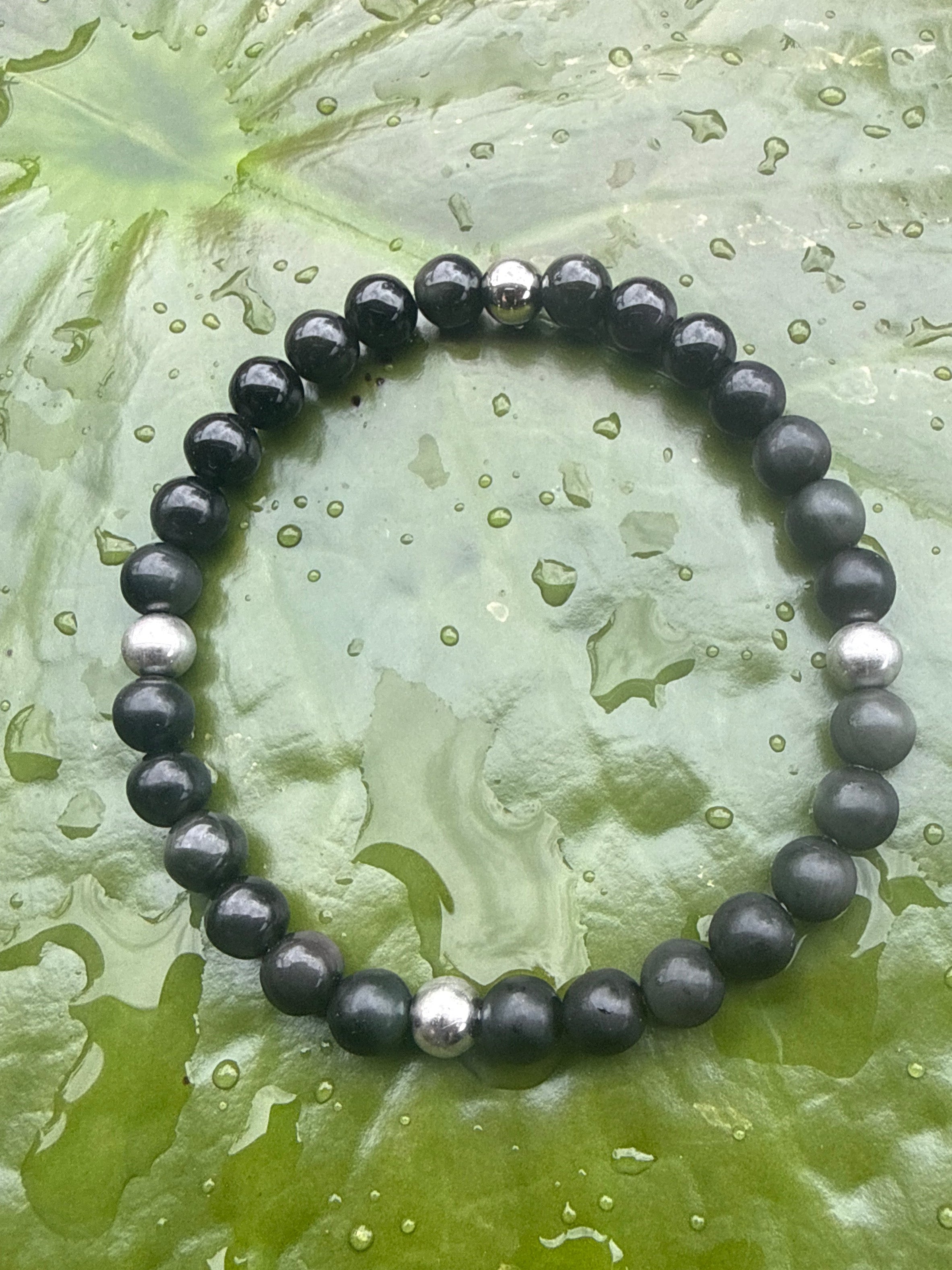 Rainbow Obsidian Bracelet with Stainless Steel.