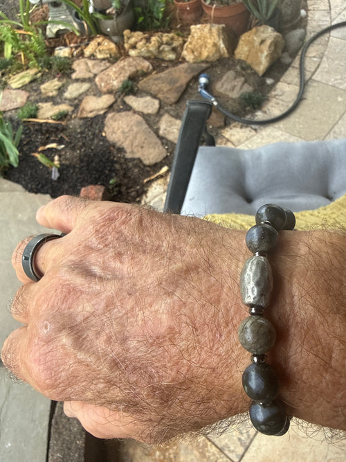 Gray Jasper & Lava Rock Bracelet