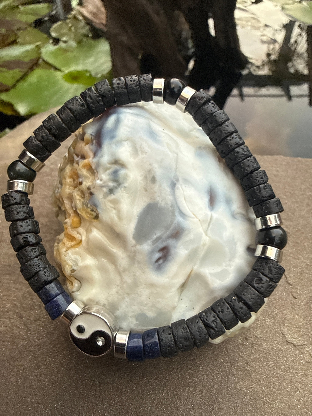 Rainbow Obsidian & Lapis Lazuli Yin-Yang Bracelet