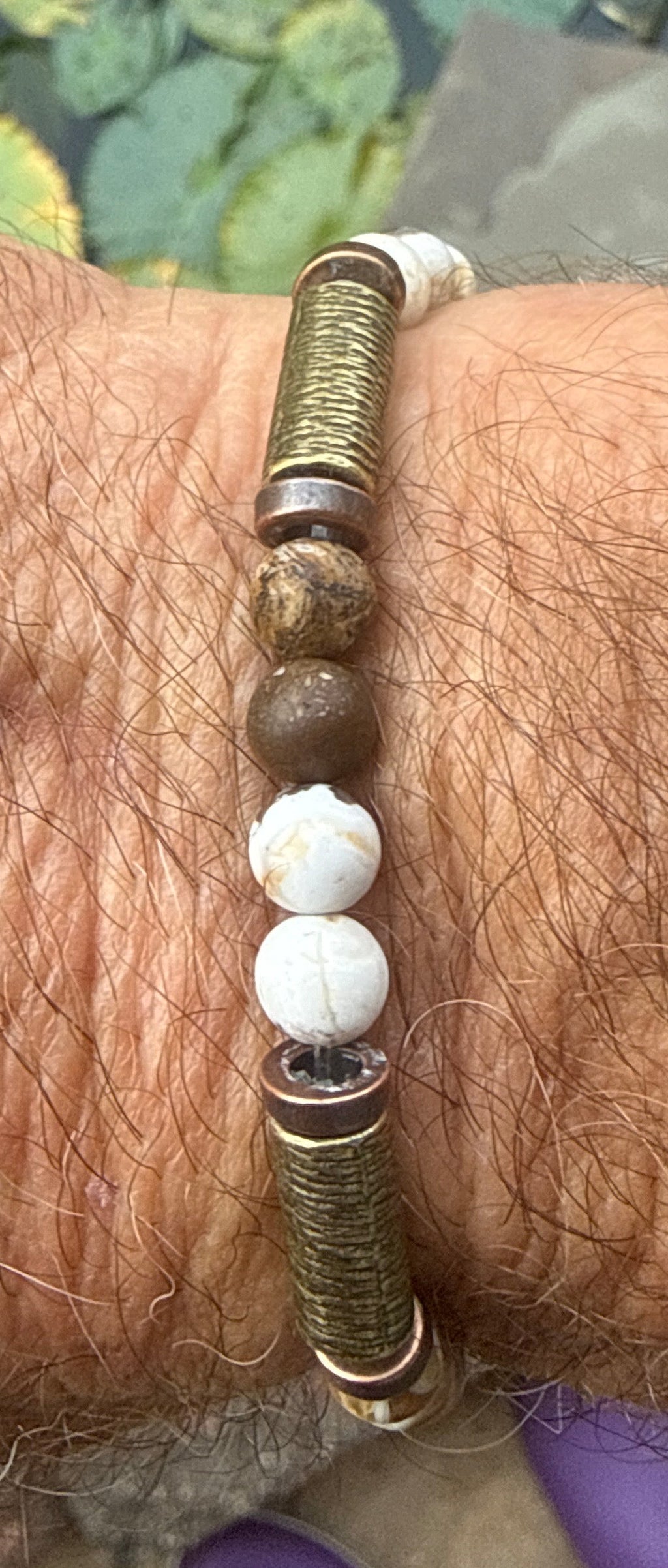 Opal, Brass & Copper Bracelet